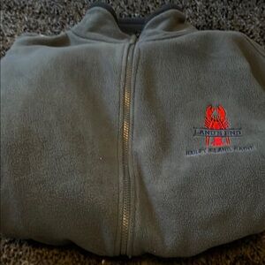 Lands' End Gray Fleece Jacket with Red Logo